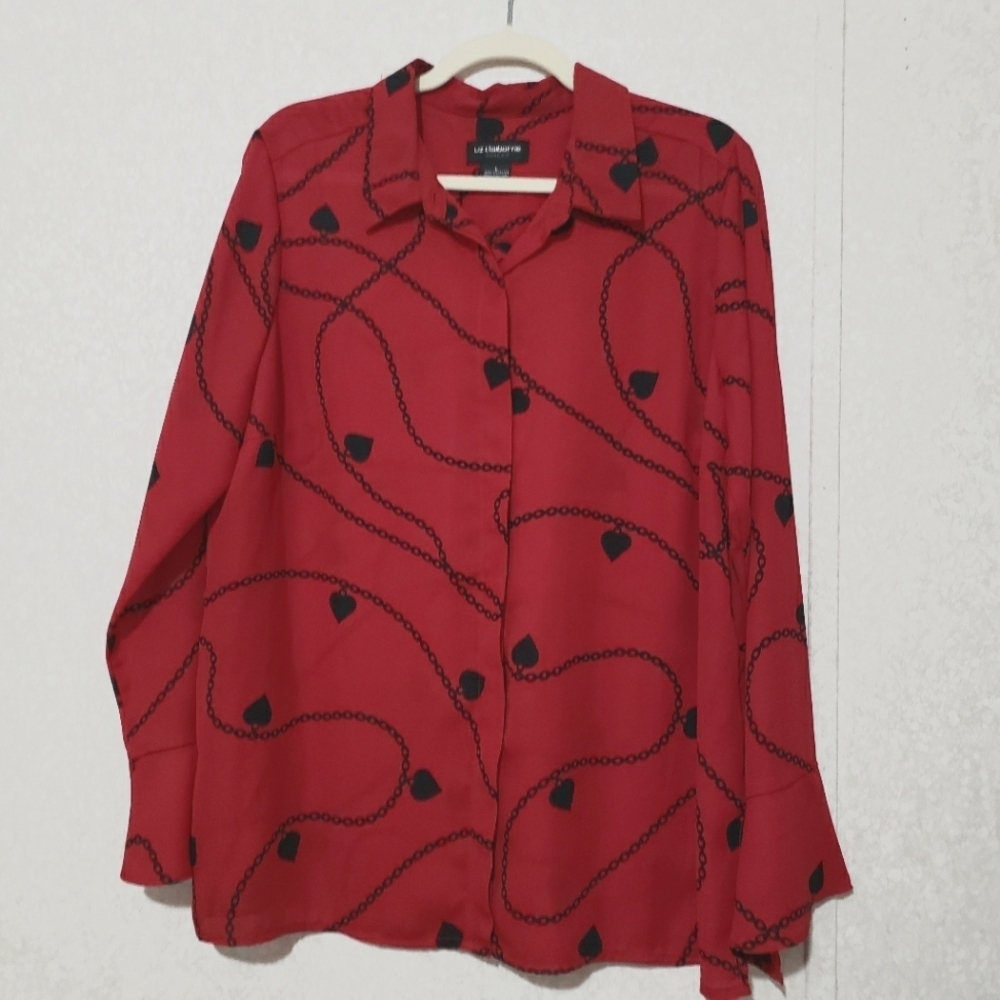 LIZ CLAIBORNE Women's Red Blouse..SIZE:L